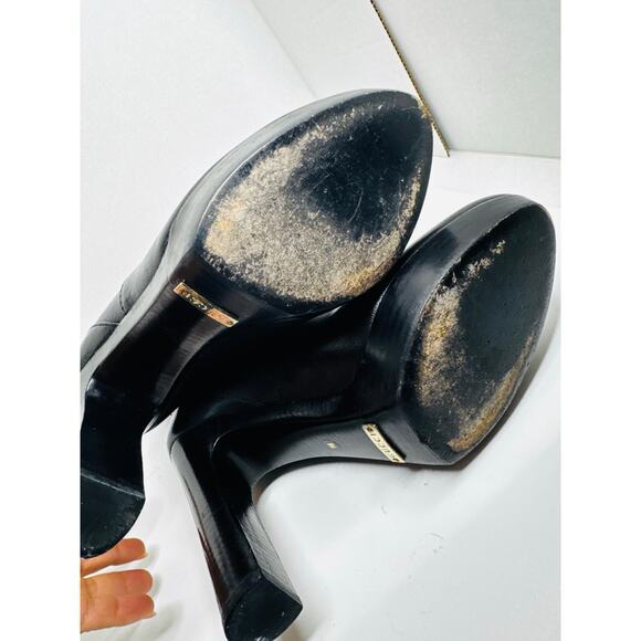 Gucci Black Leather Tall High Heel Platform knee high Boots Designer sz EU 39.5 - Picture 4 of 12